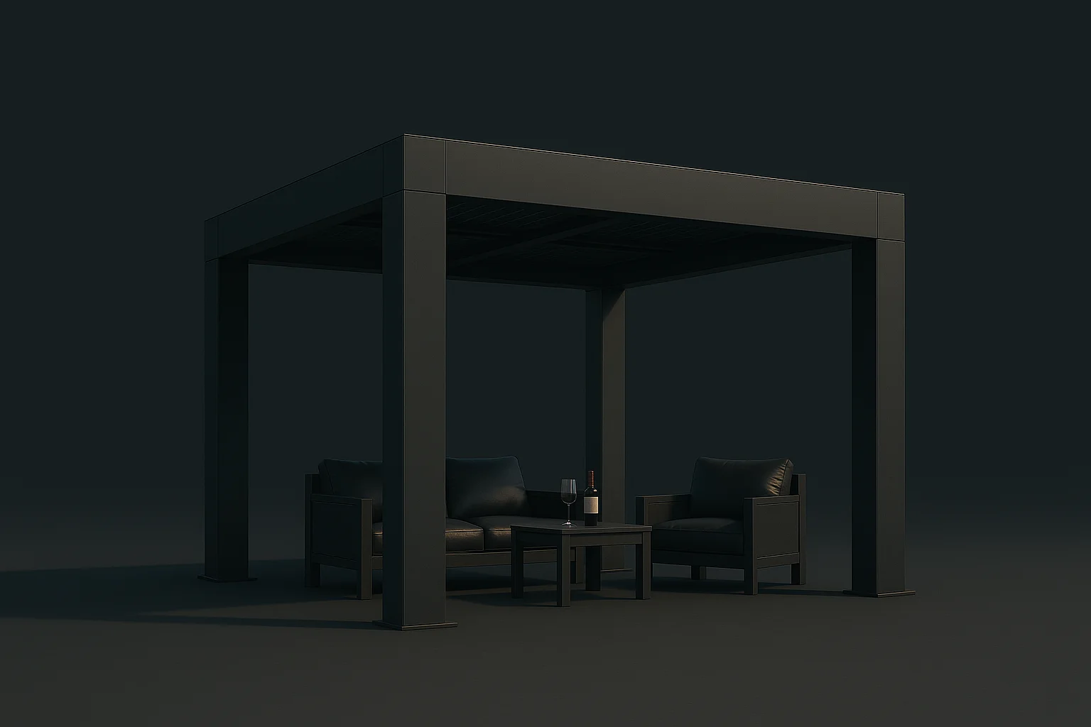 Marquesina solar fotovoltaica premium con coches aparcados bajo la estructura